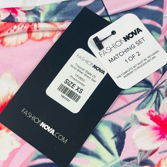 Fashion Nova Pink Tropical Bike Short Set - Picture 7 of 16